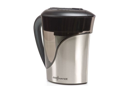 Stainless steel ZeroWater pitcher.